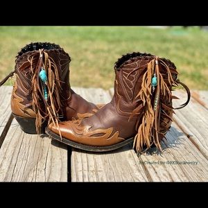 Sz 9 Fringe Ankle Western Cowboy Boots Cowgirl